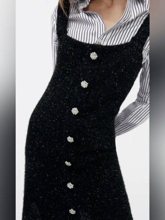 Zara Black Mini Dress Medium - Picture 2 of 9